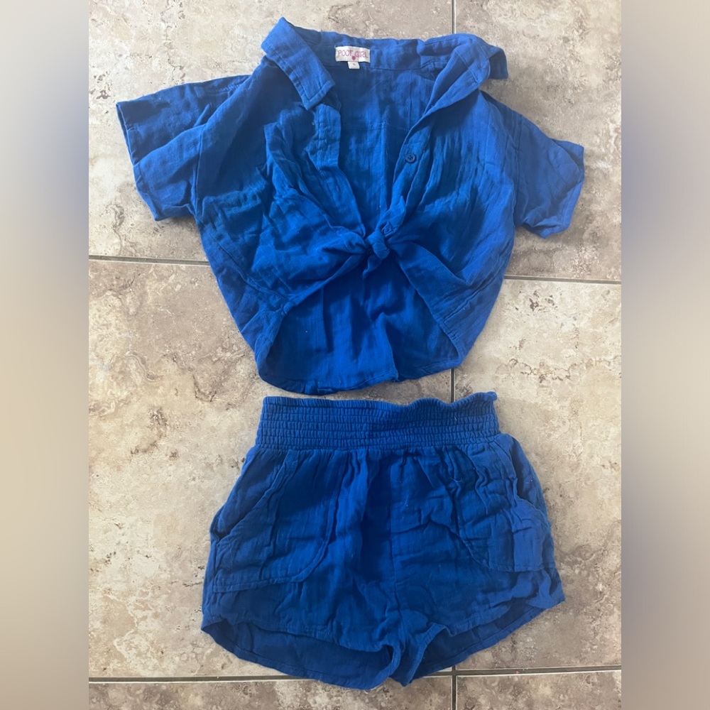 Poof! Kids Blue Shirt and Shorts Set nwot